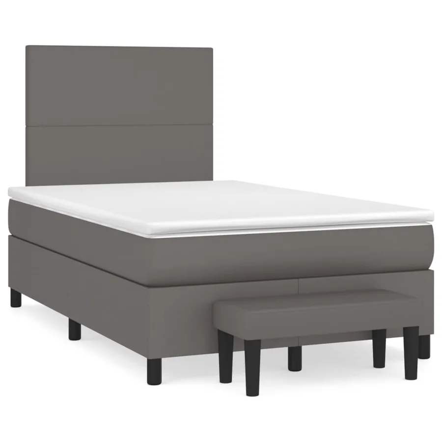 Sommier à lattes de lit avec matelas Gris 120x200 cm Similicuir - 2