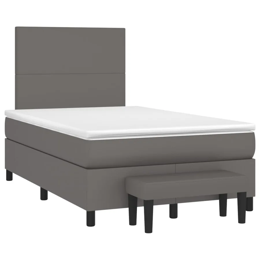 Sommier à lattes de lit avec matelas Gris 120x200 cm Similicuir - 3