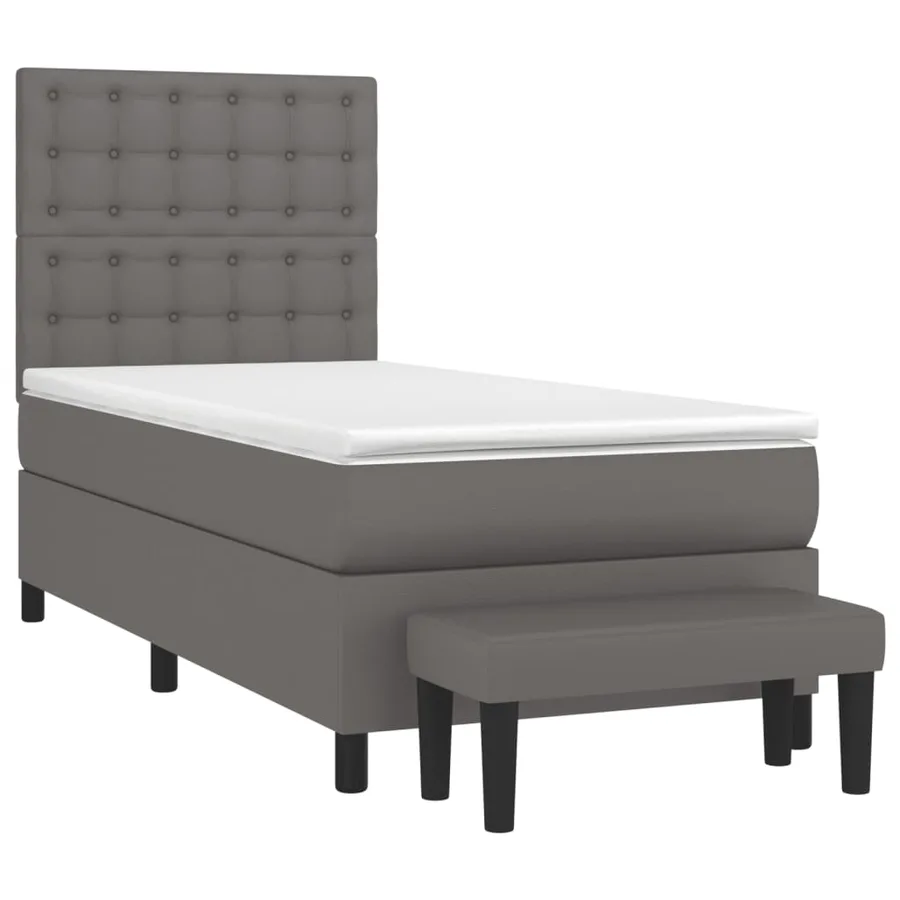 Sommier à lattes de lit avec matelas Gris 80x200 cm Similicuir - 3