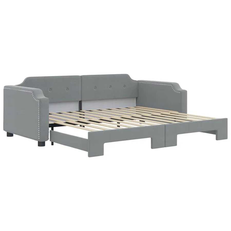 Lit de jour avec gigogne sans matelas gris clair 80x200 cm - 2