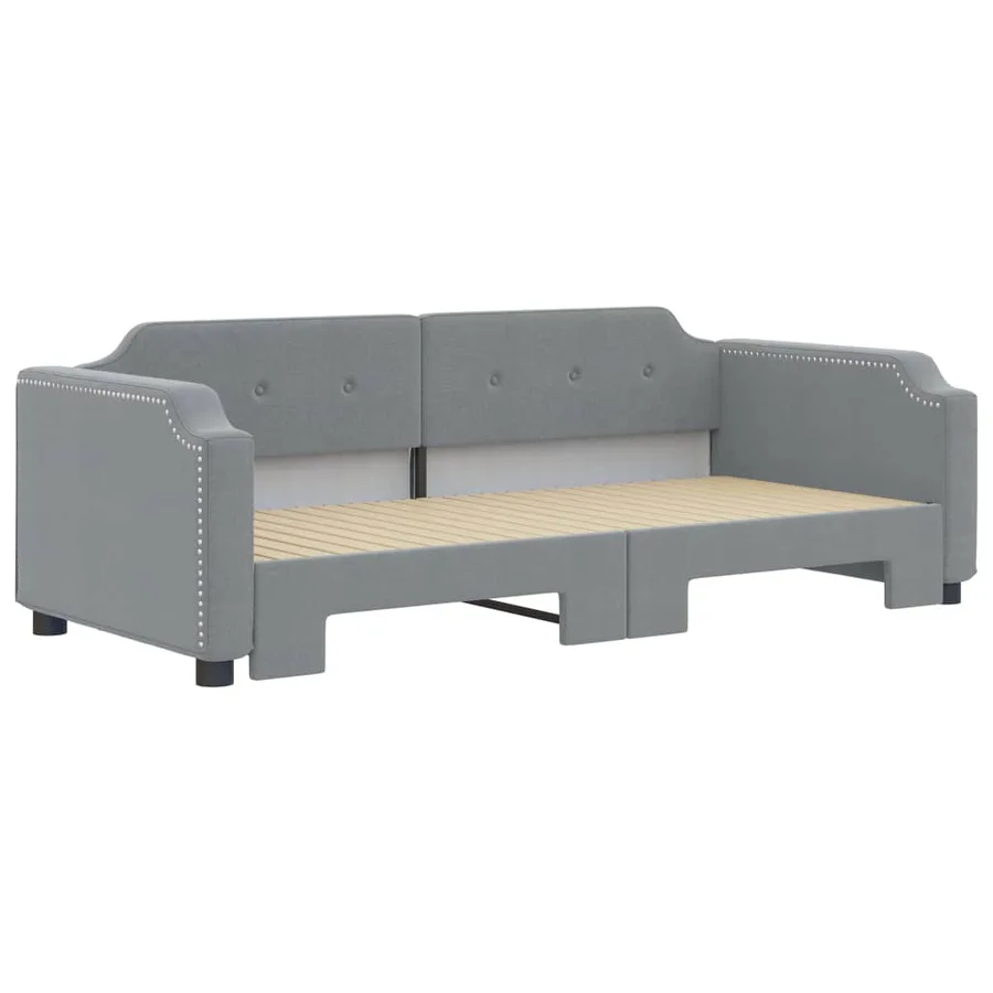 Lit de jour avec gigogne sans matelas gris clair 80x200 cm - 3