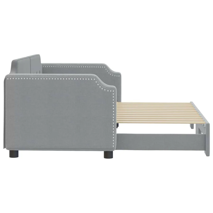 Lit de jour avec gigogne sans matelas gris clair 80x200 cm - 4