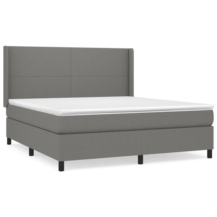 Sommier à lattes de lit avec matelas Gris foncé 180x200cm Tissu - 2