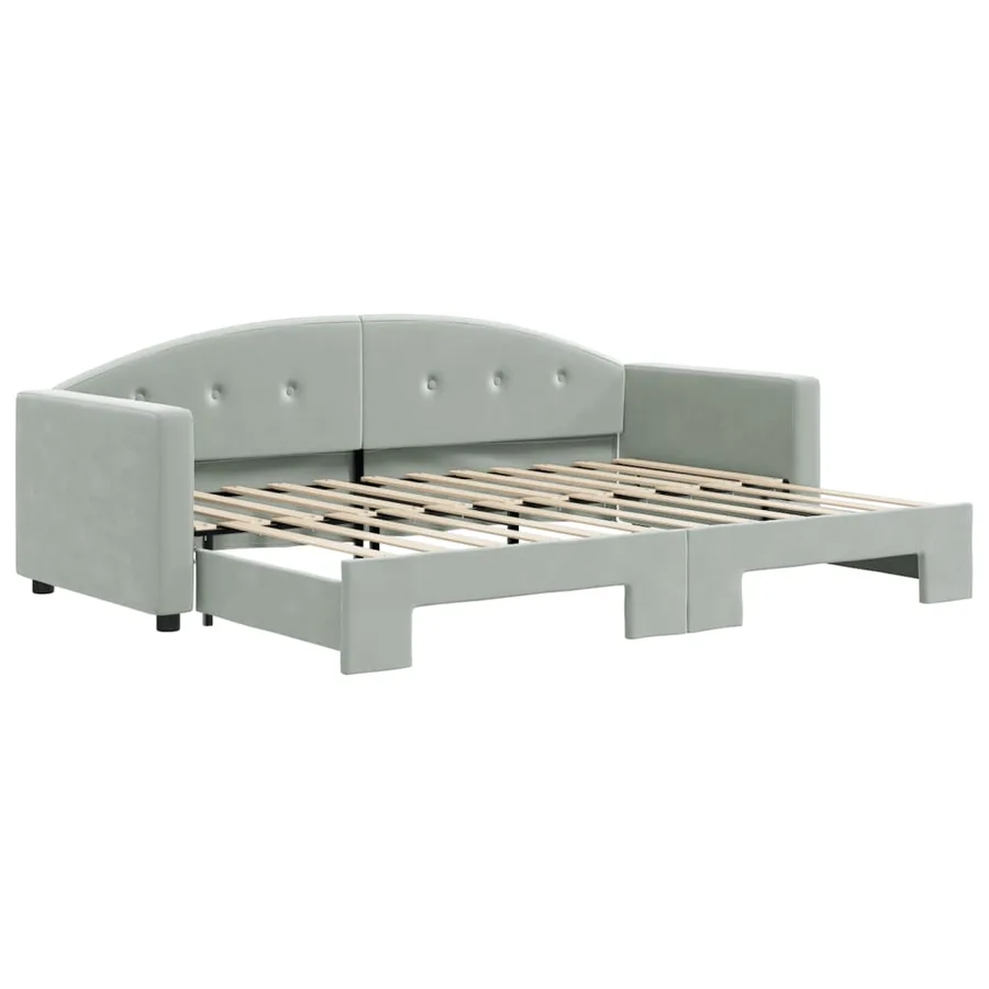 Lit de jour avec gigogne sans matelas gris clair 80x200 cm - 2