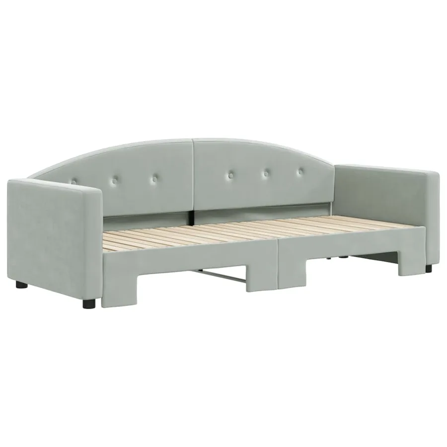 Lit de jour avec gigogne sans matelas gris clair 80x200 cm - 3