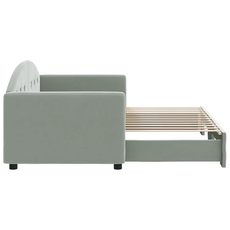 Lit de jour avec gigogne sans matelas gris clair 80x200 cm - 4