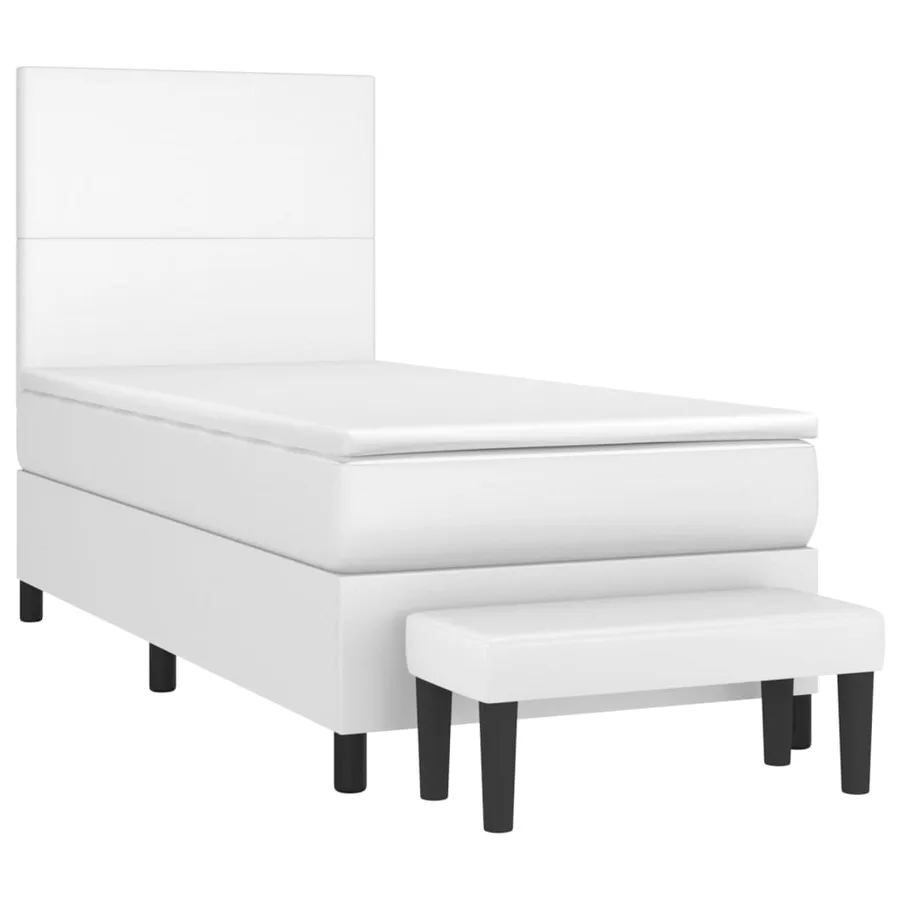 Sommier à lattes de lit avec matelas Blanc 100x200cm Similicuir - 3