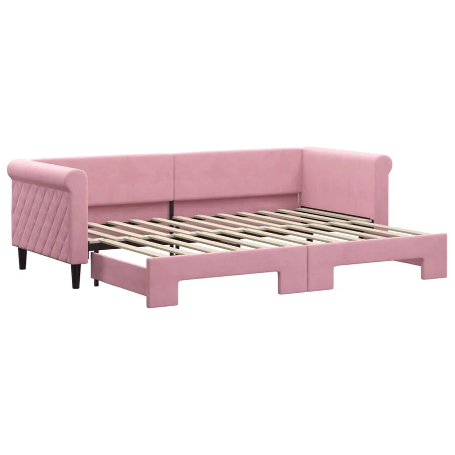Lit de jour avec gigogne sans matelas rose 80x200 cm - 2
