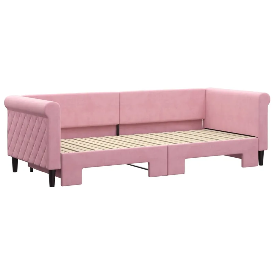 Lit de jour avec gigogne sans matelas rose 80x200 cm - 3