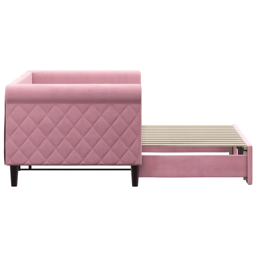 Lit de jour avec gigogne sans matelas rose 80x200 cm - 4