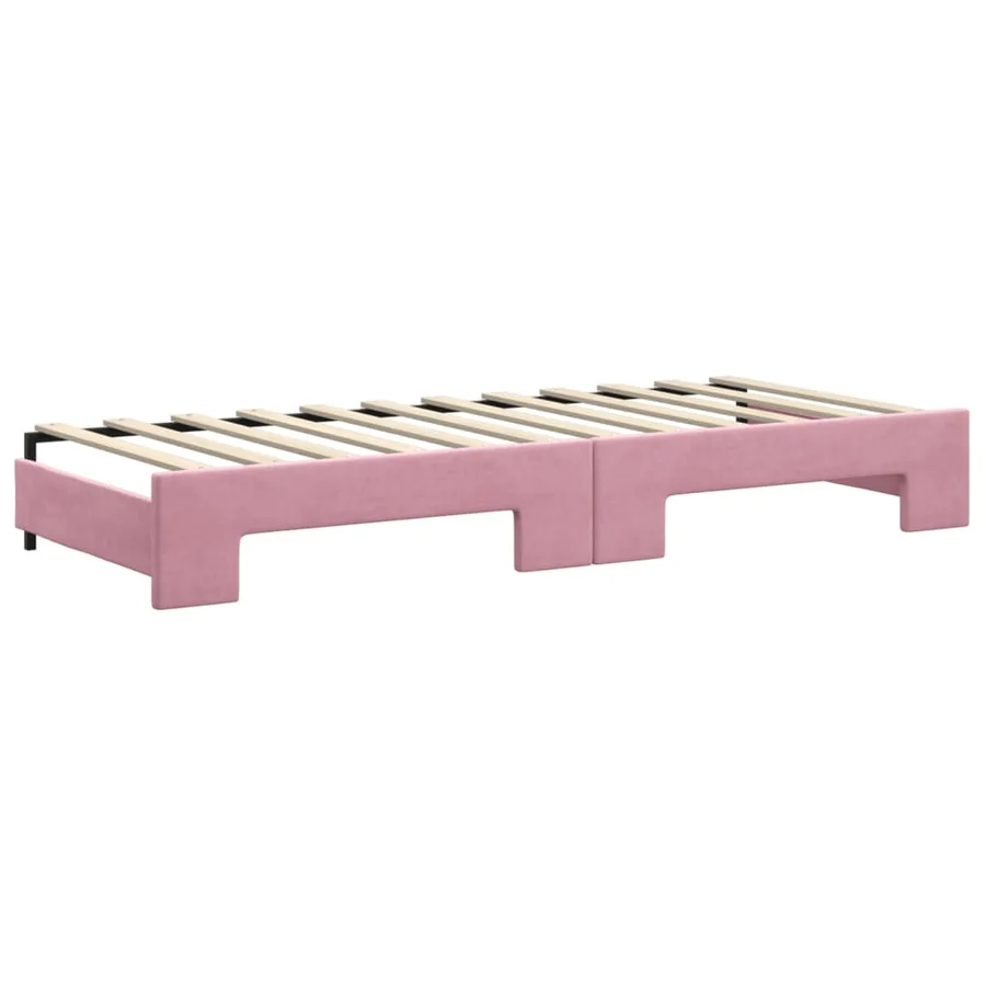 Lit de jour avec gigogne sans matelas rose 80x200 cm - 8