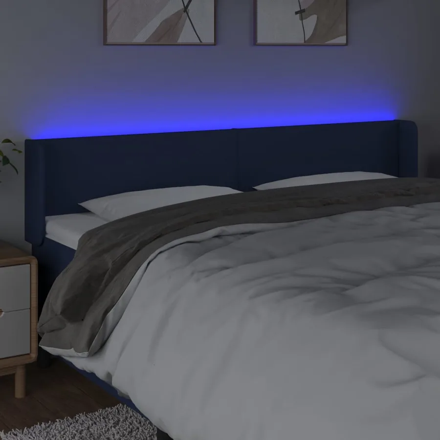 Tête de lit à LED Bleu 183x16x78/88 cm Tissu - 4