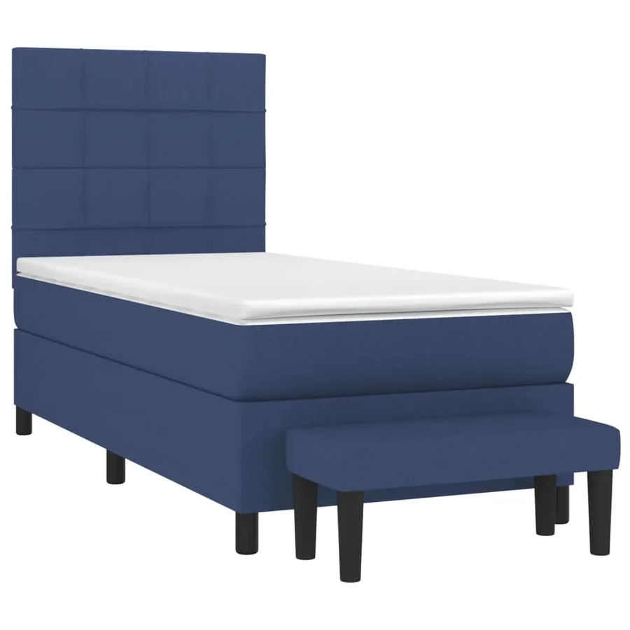Sommier à lattes de lit avec matelas Bleu 90x200 cm Tissu - 3