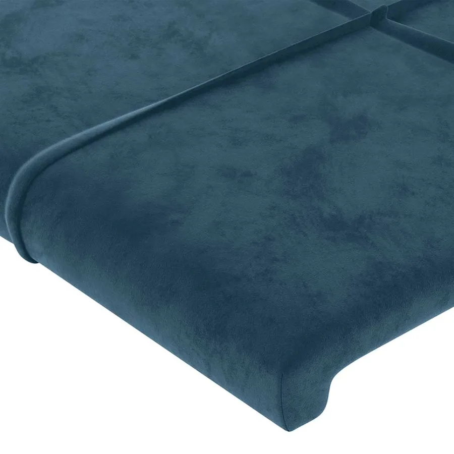 Cadre de lit sans matelas bleu foncé velours - 10
