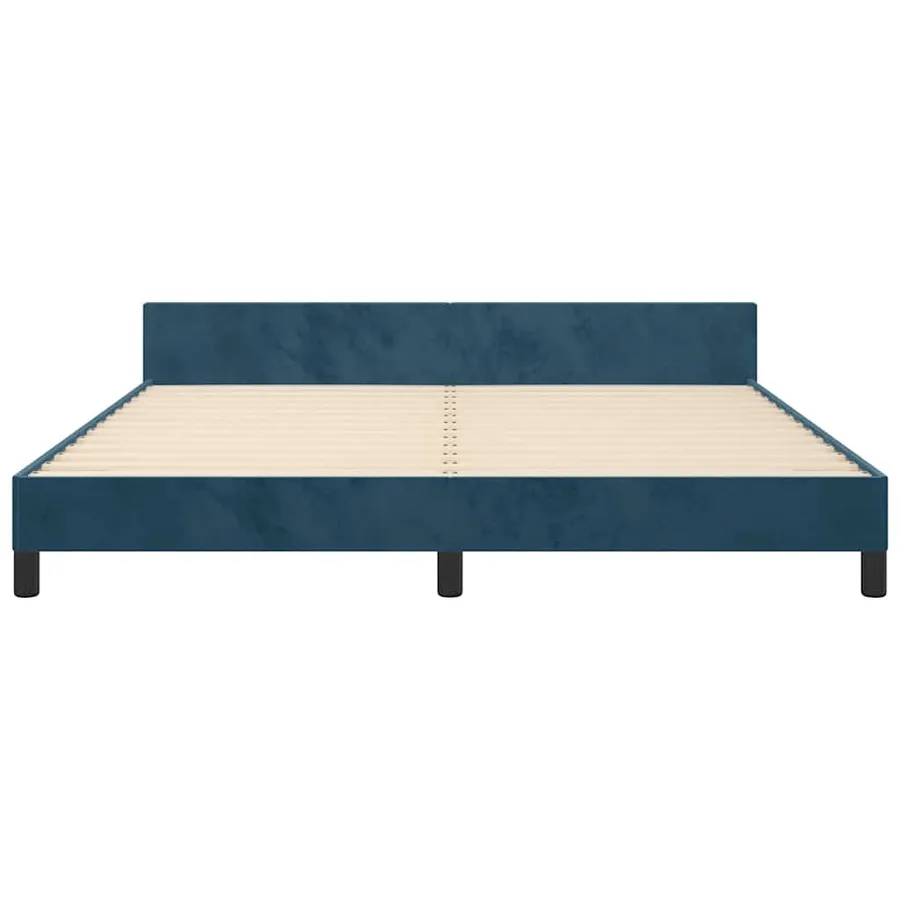 Cadre de lit sans matelas bleu foncé velours - 6