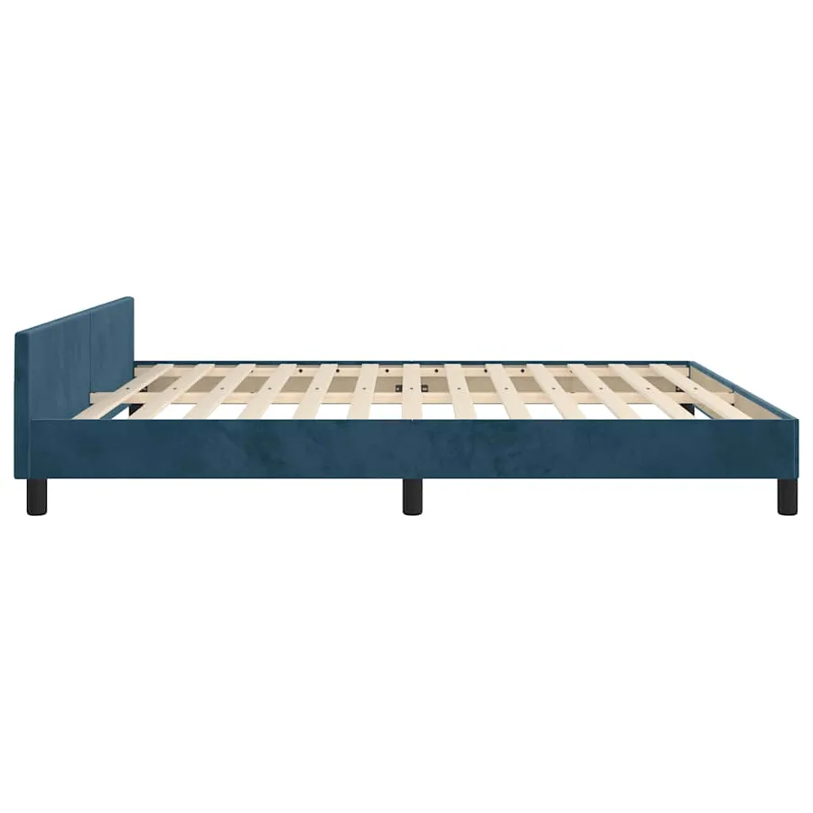 Cadre de lit sans matelas bleu foncé velours - 7