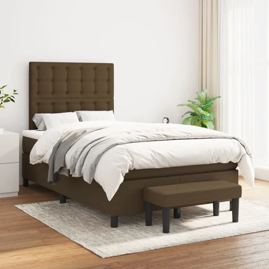 Sommier à lattes de lit avec matelas Marron foncé 120x200 cm