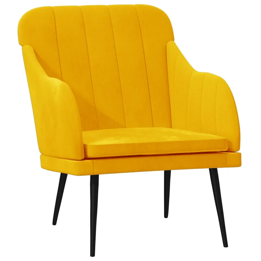 Fauteuil Jaune 63x76x80 cm Velours - 2