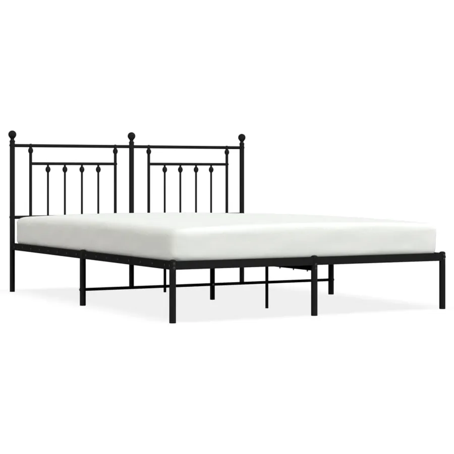 Cadre de lit métal sans matelas et tête de lit noir 180x200 cm - 2
