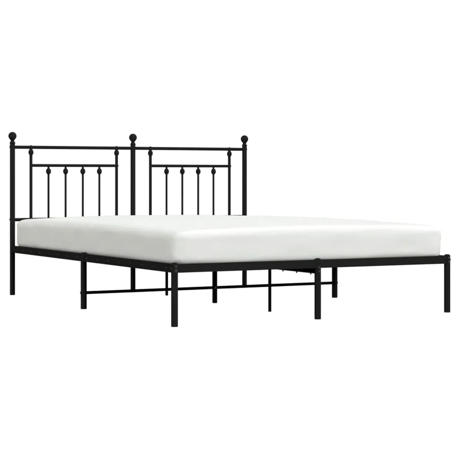 Cadre de lit métal sans matelas et tête de lit noir 180x200 cm - 5