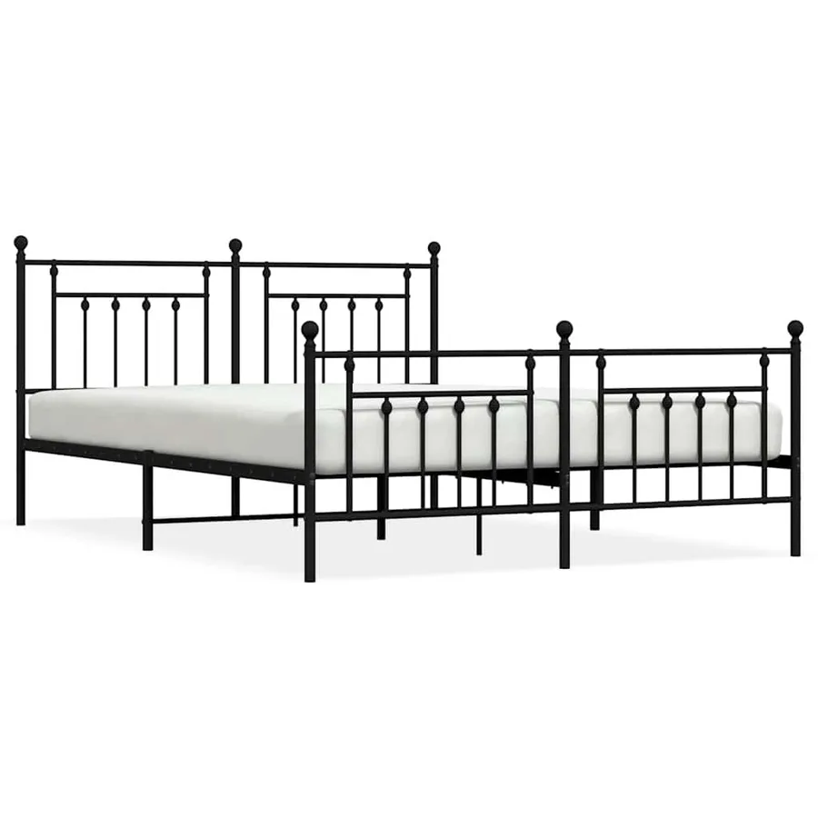 Cadre de lit métal sans matelas avec pied de lit noir 183x213cm - 2