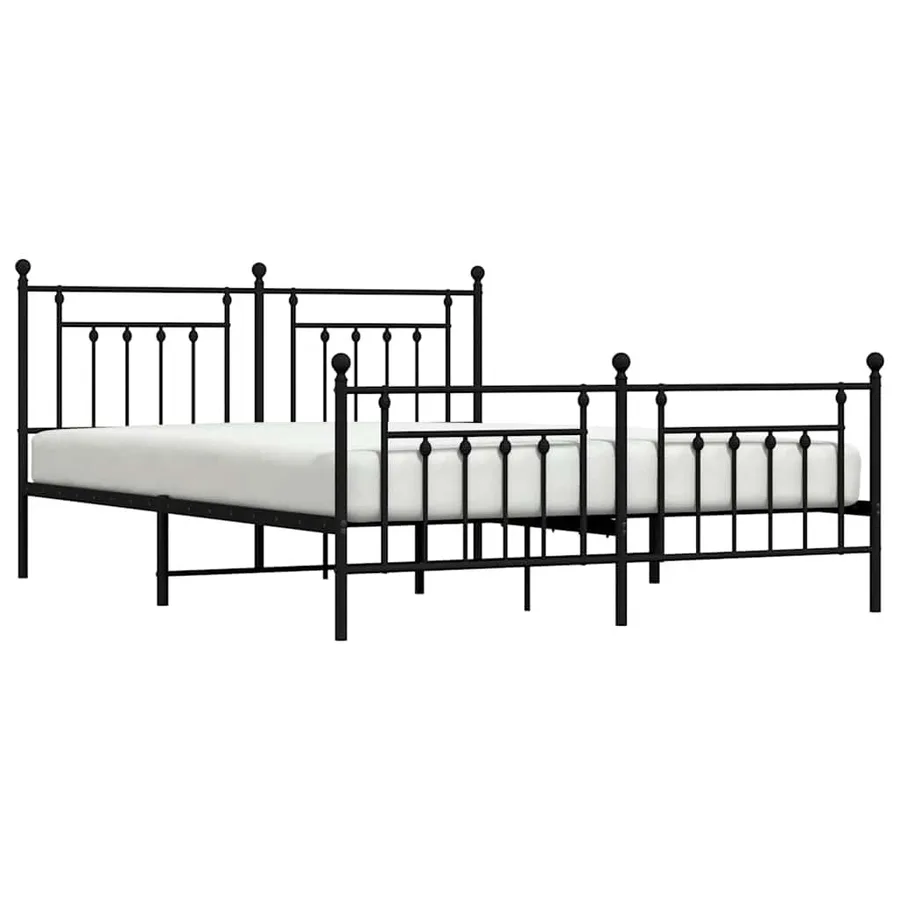 Cadre de lit métal sans matelas avec pied de lit noir 183x213cm - 5