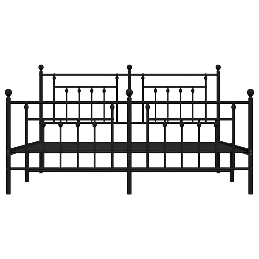 Cadre de lit métal sans matelas avec pied de lit noir 183x213cm - 6