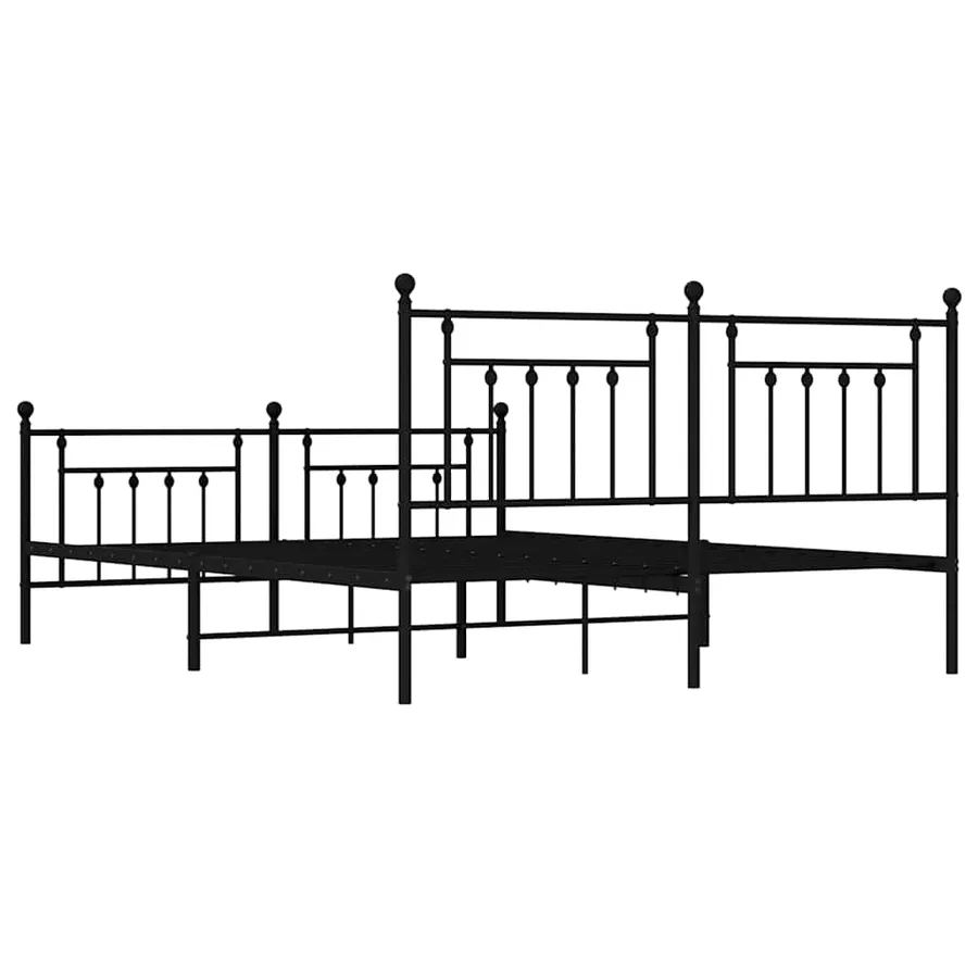 Cadre de lit métal sans matelas avec pied de lit noir 183x213cm - 8