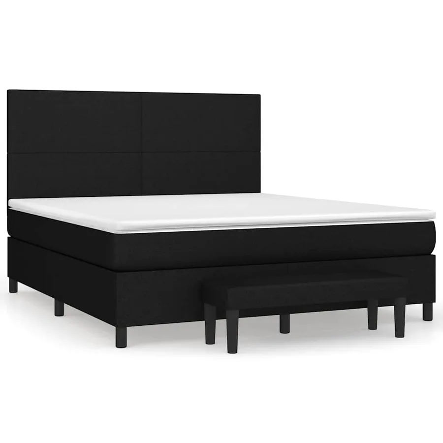 Sommier à lattes de lit avec matelas Noir 180x200 cm Tissu - 2