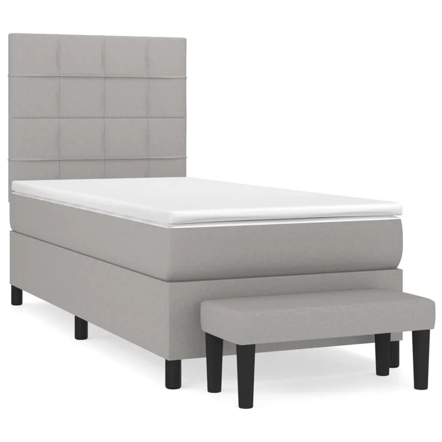 Sommier à lattes de lit avec matelas Gris clair 100x200cm Tissu - 2