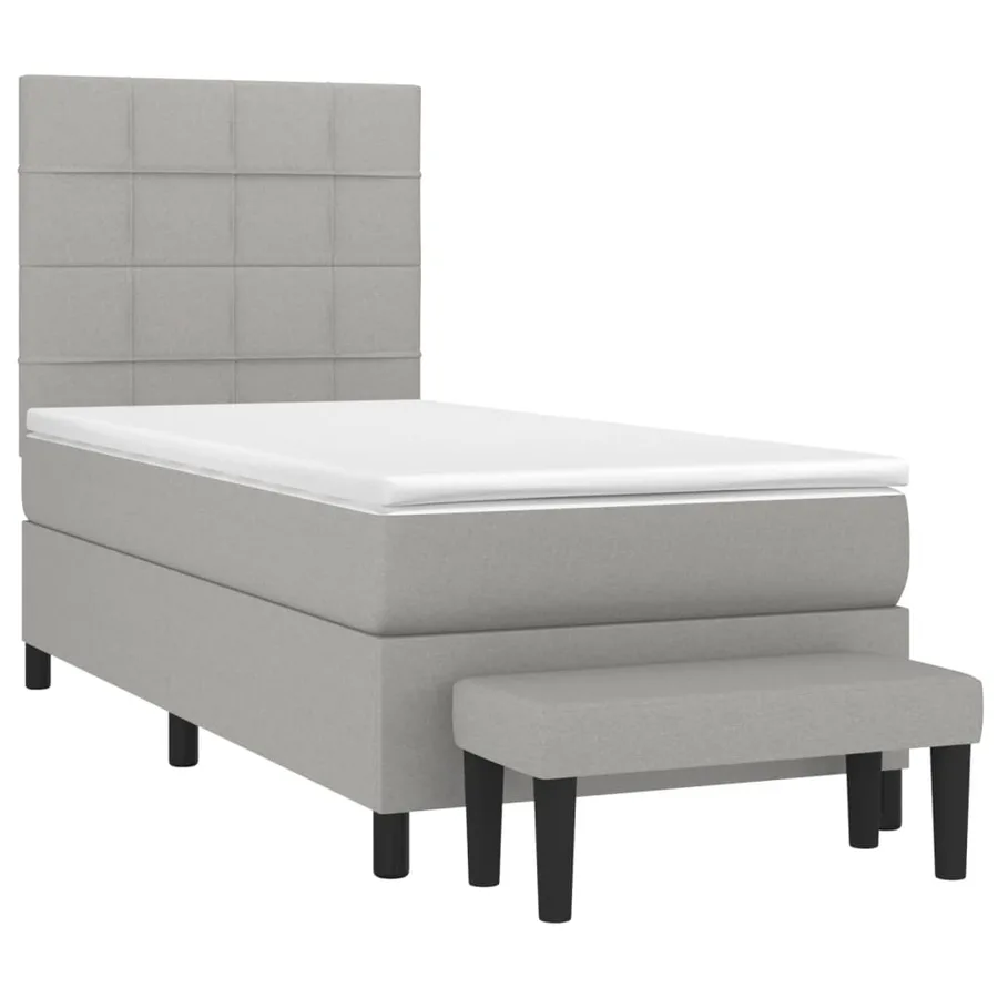 Sommier à lattes de lit avec matelas Gris clair 100x200cm Tissu - 3