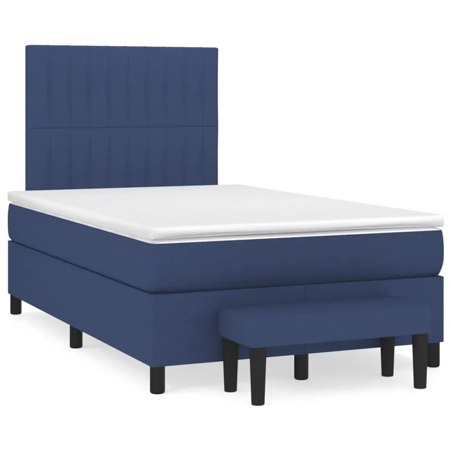 Sommier à lattes de lit avec matelas Bleu 120x200 cm Tissu - 2