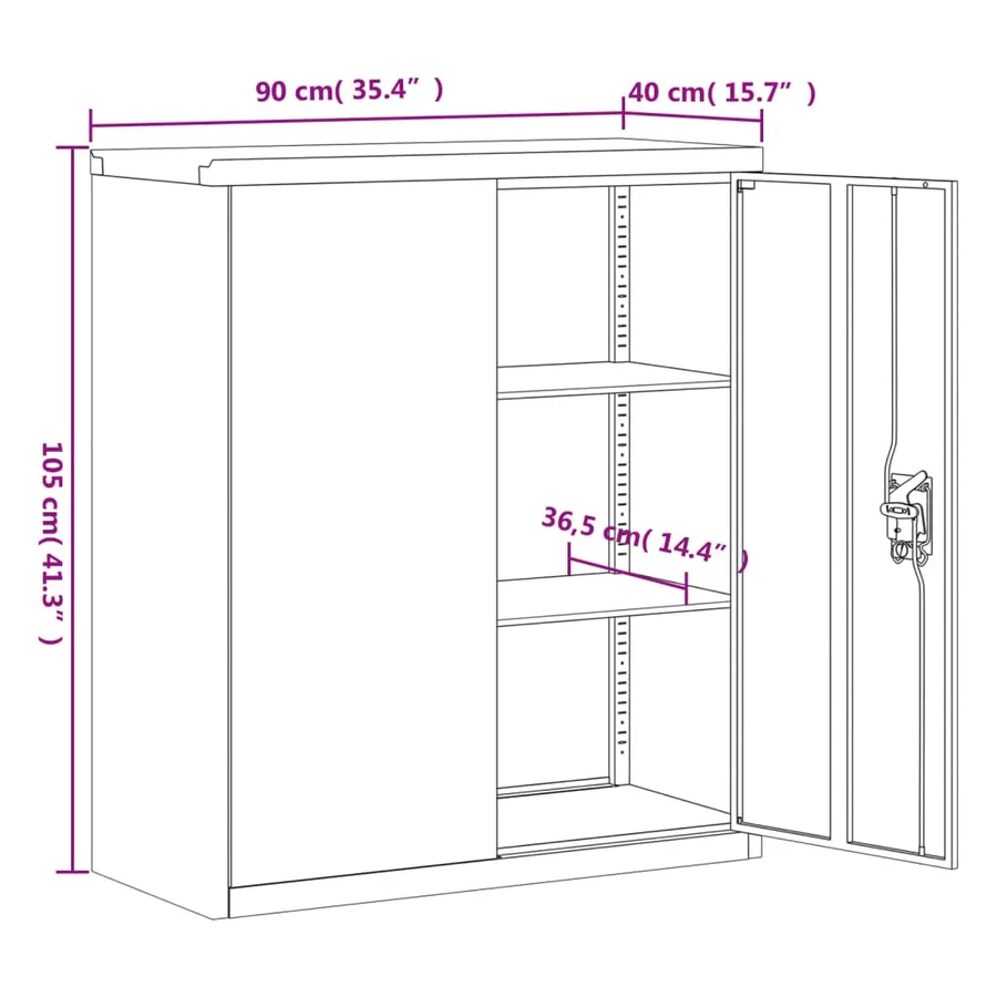 Classeur blanc 90x40x145 cm acier - 13