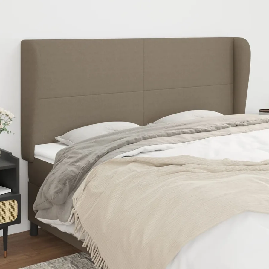 Tête de lit avec oreilles Taupe 163x23x118/128 cm Tissu
