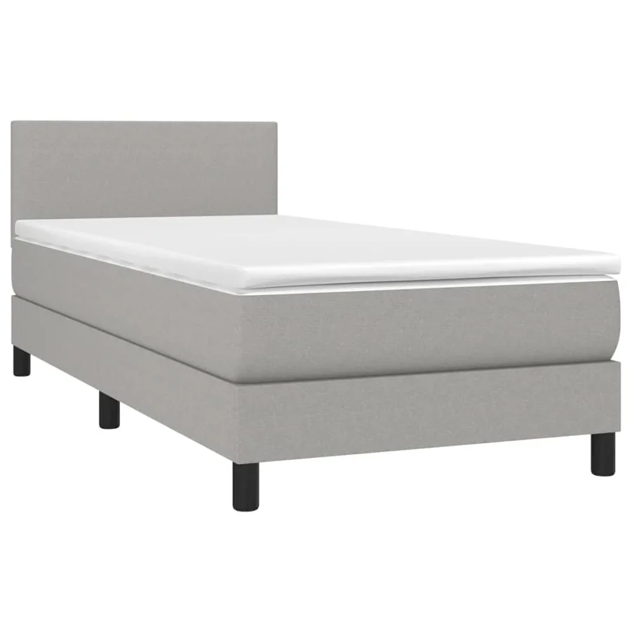 Sommier à lattes de lit avec matelas et LED Gris clair 90x190cm - 3