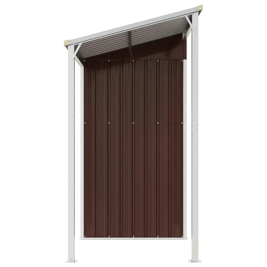Abri de jardin avec toit prolongé marron 277x107x181 cm acier - 5