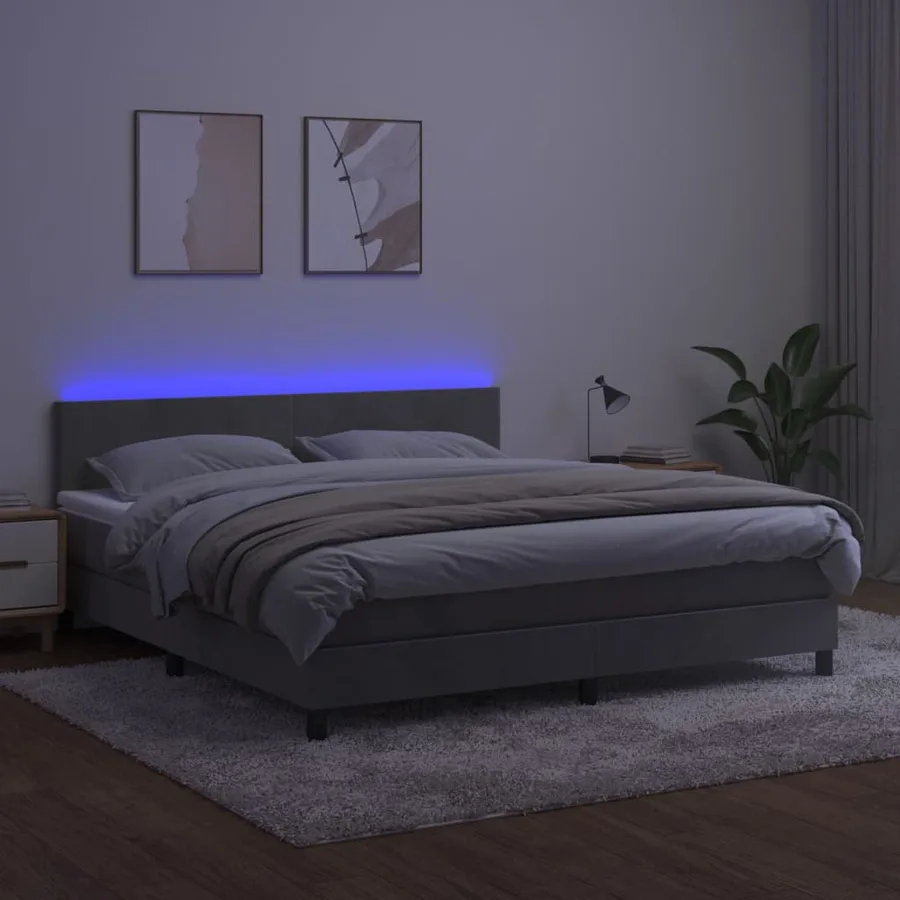 Sommier à lattes de lit avec matelas LED Gris clair 160x200 cm - 3