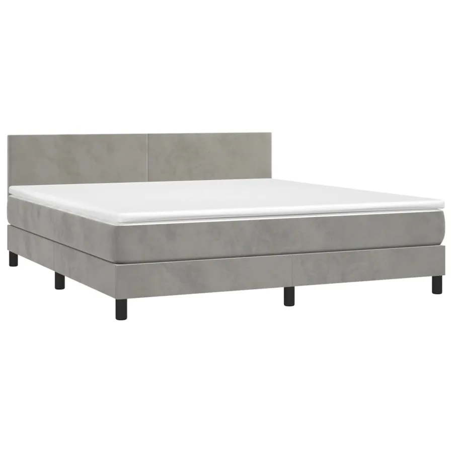 Sommier à lattes de lit avec matelas LED Gris clair 160x200 cm - 4