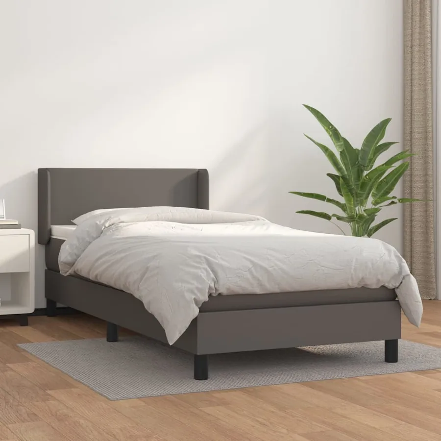 Sommier à lattes de lit avec matelas Gris 90x190 cm Similicuir