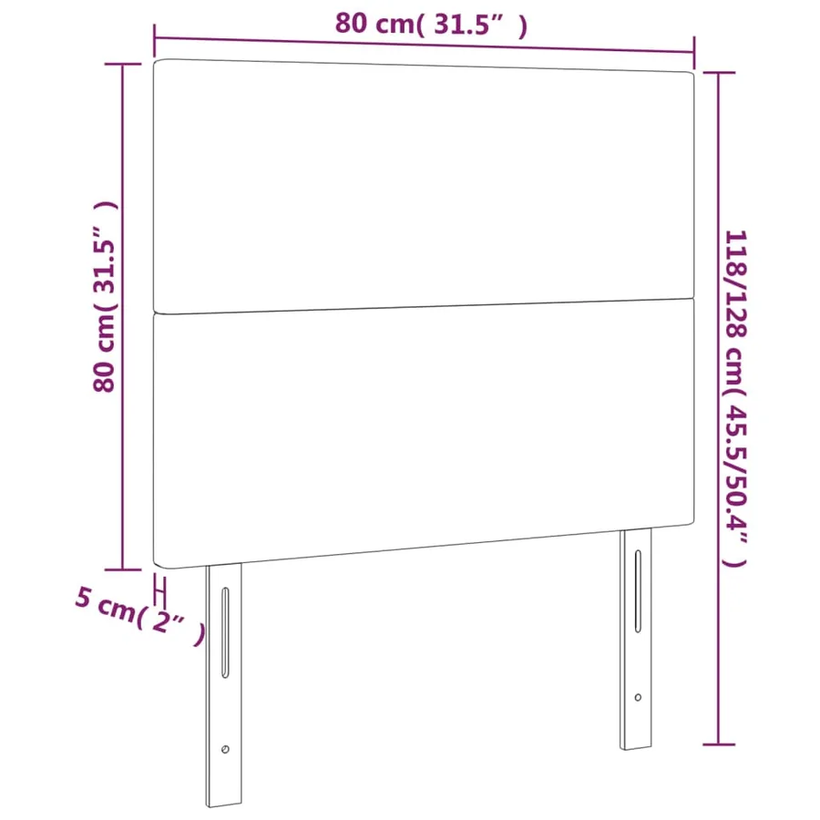 Tête de lit à LED Gris clair 80x5x118/128 cm Velours - 6