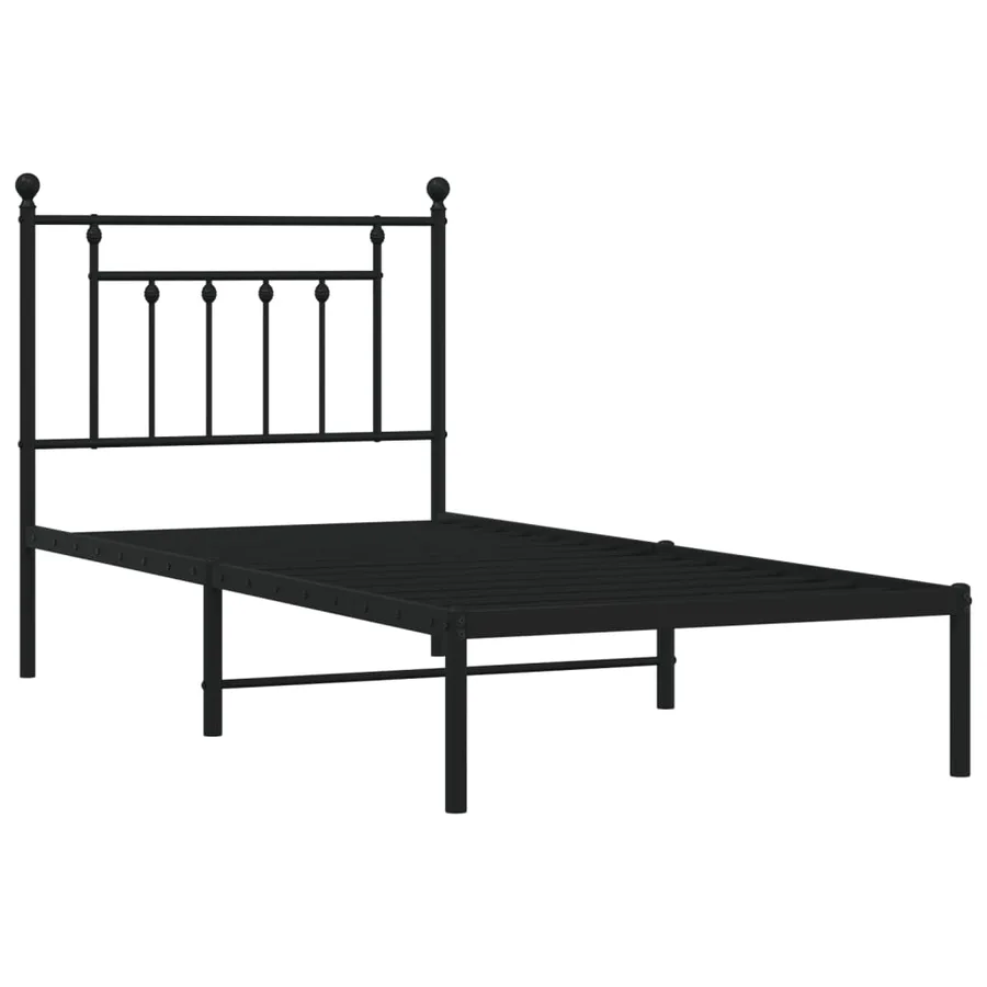 Cadre de lit métal sans matelas avec tête de lit noir 90x190 cm - 3
