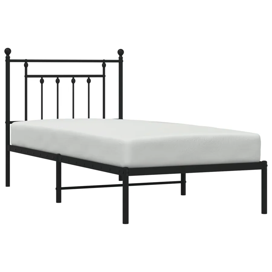 Cadre de lit métal sans matelas avec tête de lit noir 90x190 cm - 5