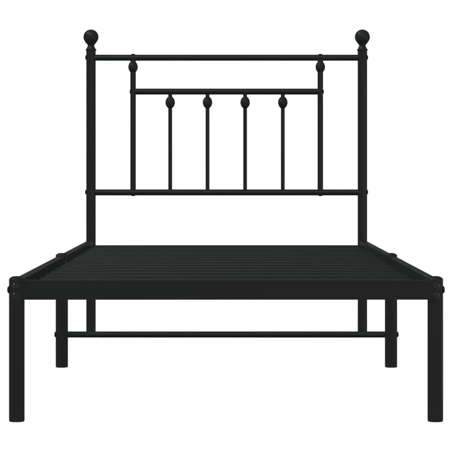 Cadre de lit métal sans matelas avec tête de lit noir 90x190 cm - 6