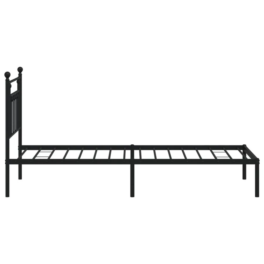 Cadre de lit métal sans matelas avec tête de lit noir 90x190 cm - 7