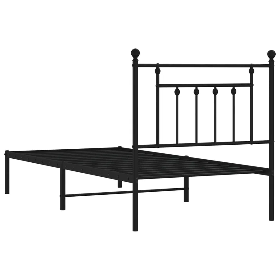 Cadre de lit métal sans matelas avec tête de lit noir 90x190 cm - 8