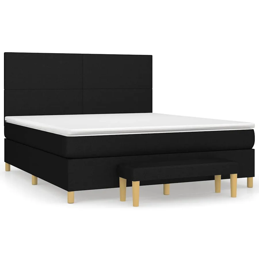 Sommier à lattes de lit avec matelas Noir 160x200 cm Tissu - 2