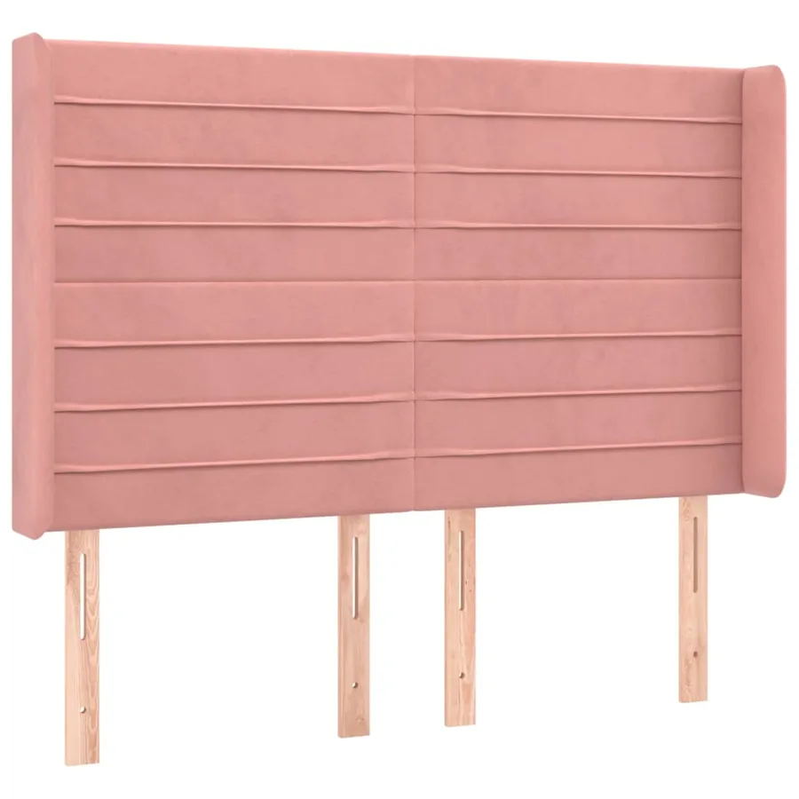 Tête de lit avec oreilles Rose 147x16x118/128 cm Velours - 2