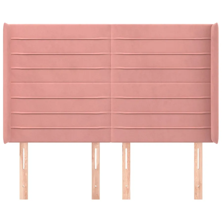 Tête de lit avec oreilles Rose 147x16x118/128 cm Velours - 3