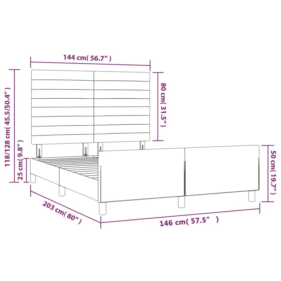 Cadre de lit sans matelas rose 140x200 cm velours - 14