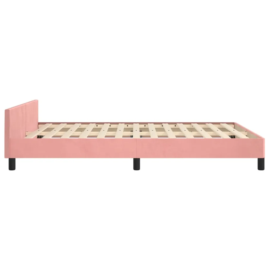 Cadre de lit sans matelas rose 140x200 cm velours - 7